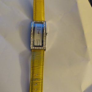 Sutton of New York Rectangle Narrow Watch with Yellow leather band Women's Watch